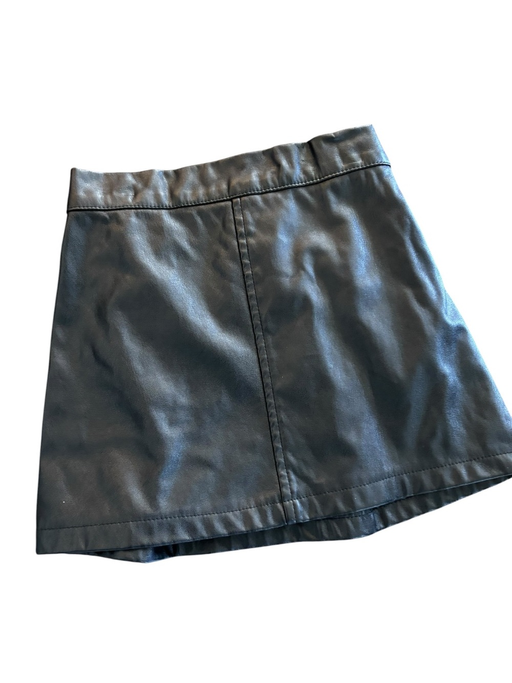 Black Faux Leather A-Line Mini Skirt